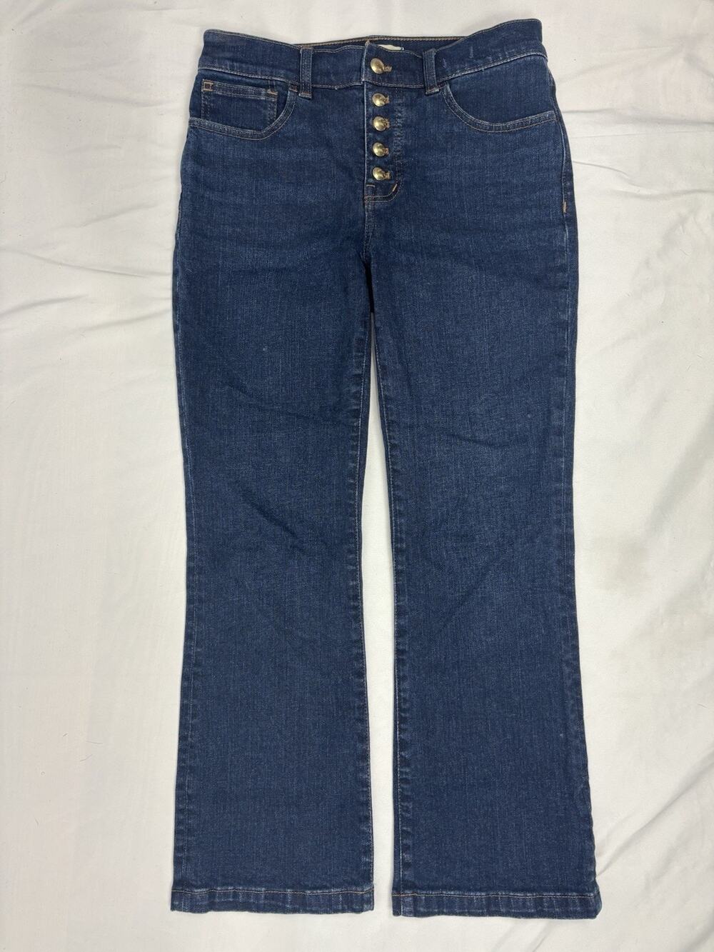 Madewell Mid Rise Kick Out Jeans Women's 26 Blue Dark Wash Denim Cotton Blnd Zip
